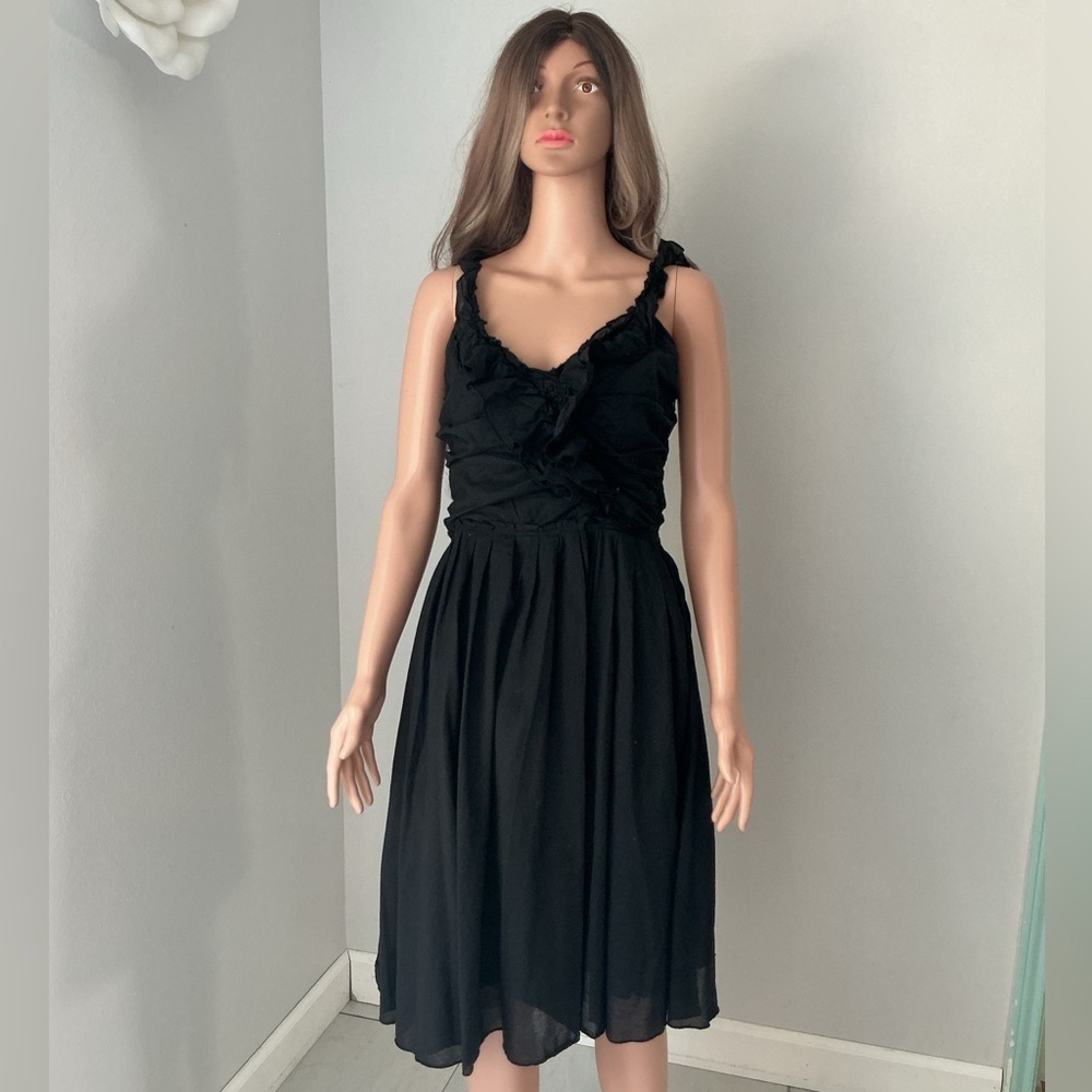 Whish Black Ruffled Midi Dress
